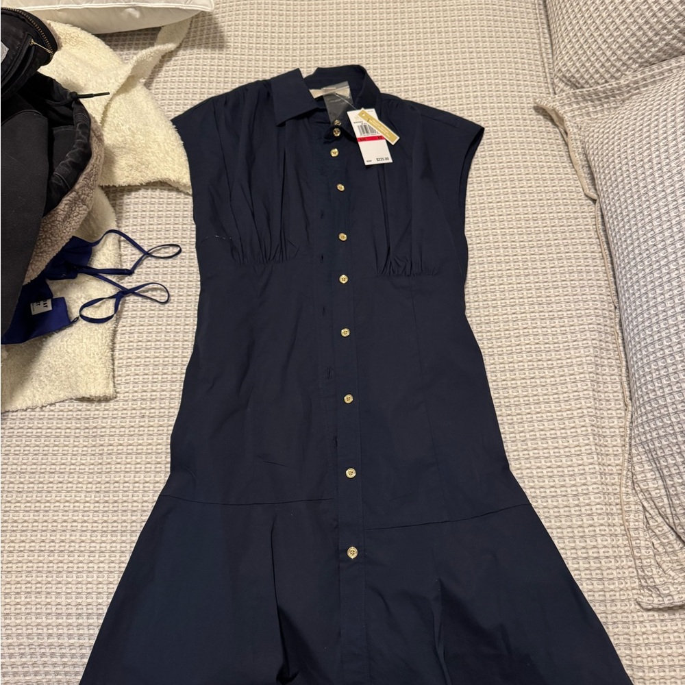 NWT Michael Kors Navy Button-Up Dress